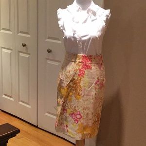 J.Crew Stunning Print Jacquard Pencil Skirt.